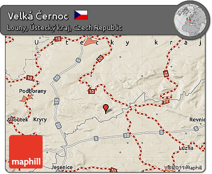 Shaded Relief Map of Velká Černoc