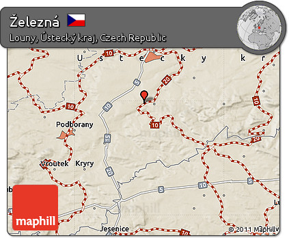 Shaded Relief Map of Železná