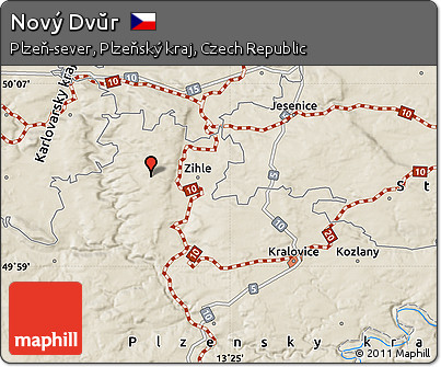 Shaded Relief Map of Nový Dvŭr