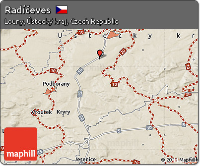 Shaded Relief Map of Radíčeves