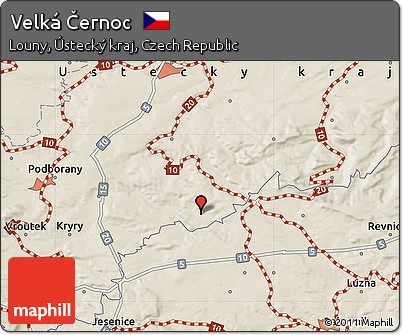 Shaded Relief Map of Velká Černoc