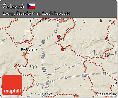 Shaded Relief Map of Železná