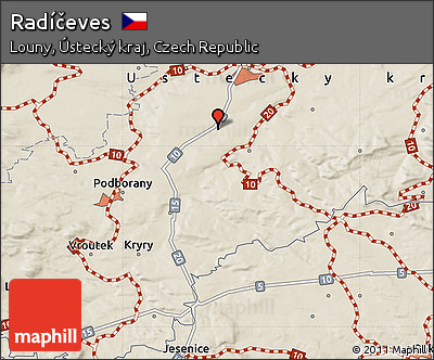 Shaded Relief Map of Radíčeves