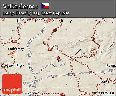 Shaded Relief Map of Velká Černoc