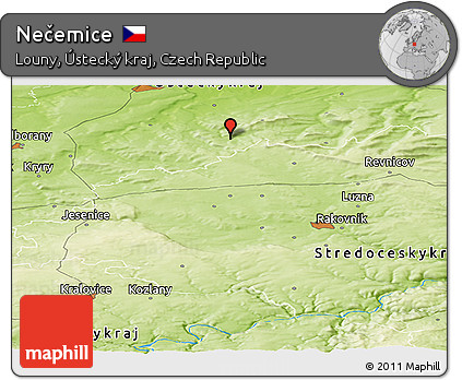 Physical Panoramic Map of Nečemice