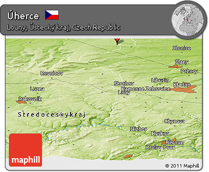 Physical Panoramic Map of Úherce