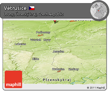 Physical Panoramic Map of Větrušice