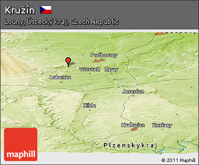 Physical Panoramic Map of Kružín