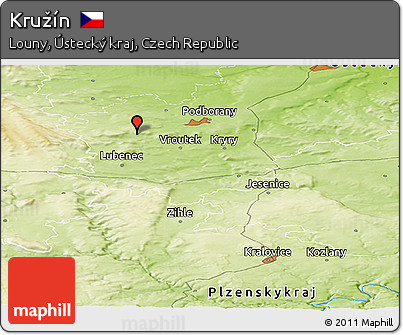 Physical Panoramic Map of Kružín