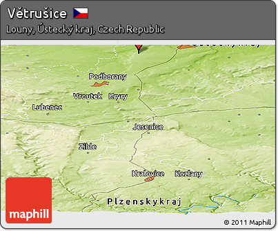 Physical Panoramic Map of Větrušice