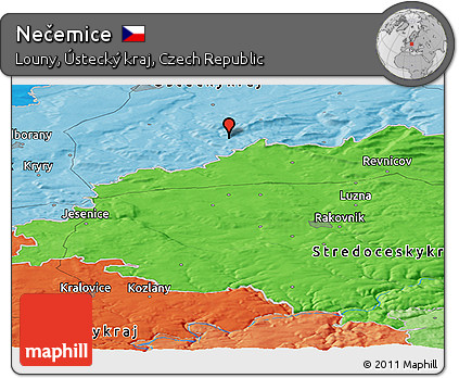 Political Panoramic Map of Nečemice