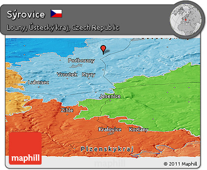 Political Panoramic Map of Sýrovice