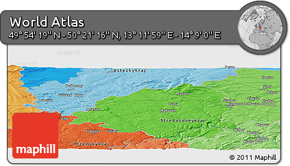 Political Panoramic Map of the Area around 50° 7' 47" N, 13° 40' 30" E