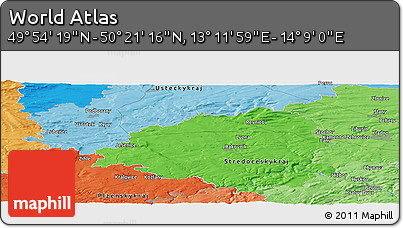 Political Panoramic Map of the Area around 50° 7' 47" N, 13° 40' 30" E