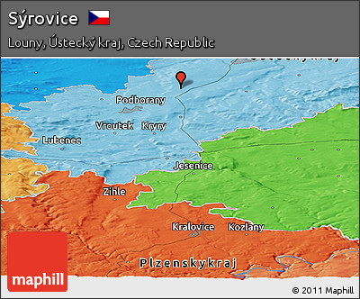 Political Panoramic Map of Sýrovice