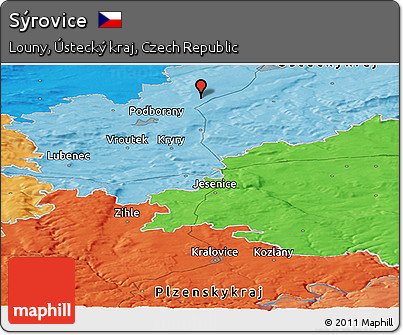 Political Panoramic Map of Sýrovice