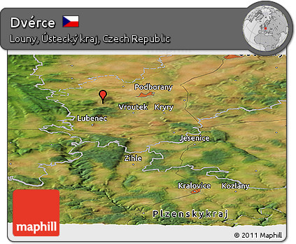 Satellite Panoramic Map of Dvérce