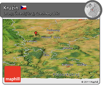 Satellite Panoramic Map of Kružín
