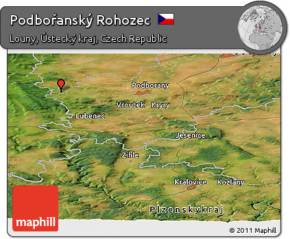Satellite Panoramic Map of Podbořanský Rohozec