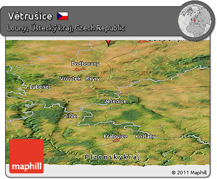 Satellite Panoramic Map of Větrušice