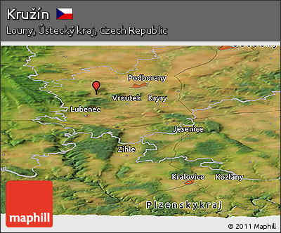 Satellite Panoramic Map of Kružín