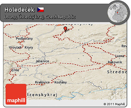 Shaded Relief Panoramic Map of Holedeček