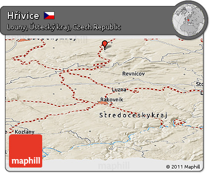 Shaded Relief Panoramic Map of Hřivice
