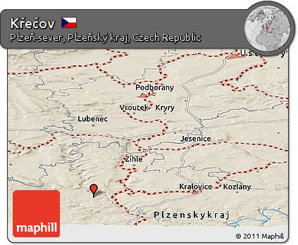 Shaded Relief Panoramic Map of Křečov