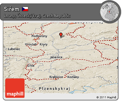 Shaded Relief Panoramic Map of Siřem