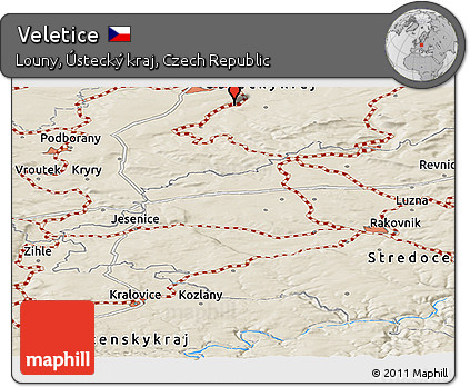 Shaded Relief Panoramic Map of Veletice