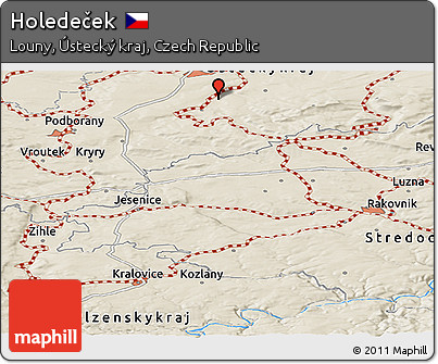 Shaded Relief Panoramic Map of Holedeček