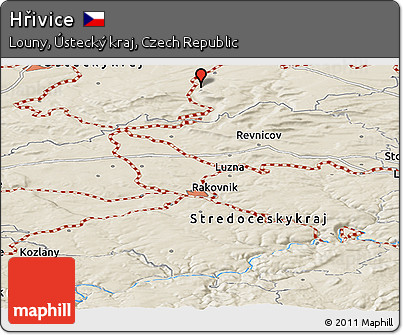 Shaded Relief Panoramic Map of Hřivice