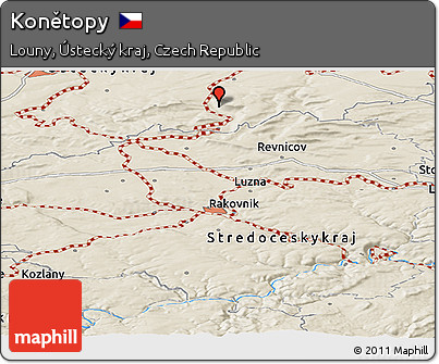 Shaded Relief Panoramic Map of Konětopy