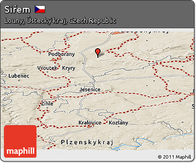 Shaded Relief Panoramic Map of Siřem
