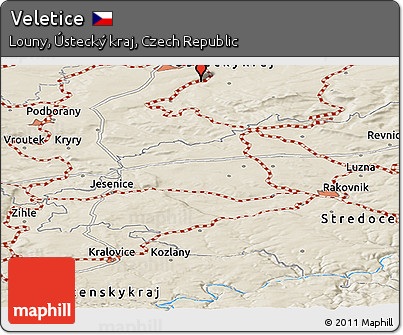 Shaded Relief Panoramic Map of Veletice