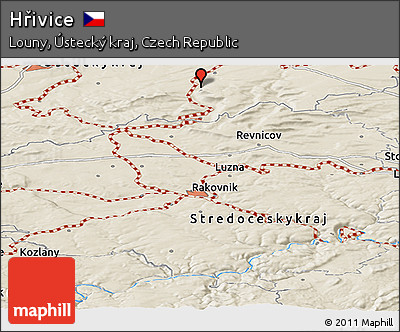 Shaded Relief Panoramic Map of Hřivice