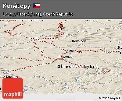 Shaded Relief Panoramic Map of Konětopy