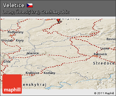 Shaded Relief Panoramic Map of Veletice