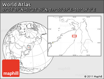 Blank Location Map of the Area around 50° 7' 47" N, 140° 19' 29" E
