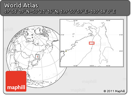 Blank Location Map of the Area around 50° 7' 47" N, 140° 19' 29" E