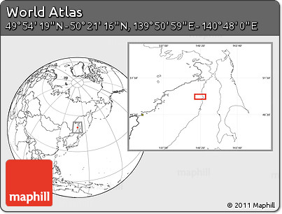 Blank Location Map of the Area around 50° 7' 47" N, 140° 19' 29" E
