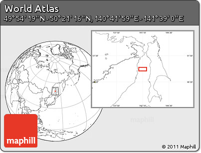 Blank Location Map of the Area around 50° 7' 47" N, 141° 10' 30" E