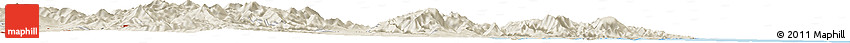 Shaded Relief Horizon Map of the Area around 50° 7' 47" N, 143° 43' 29" E