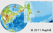 Physical Location Map of the area around 50° 7' 47" N, 147° 7' 30" E