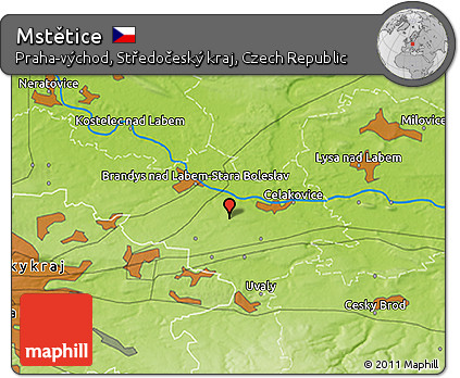 Physical 3D Map of Mstětice