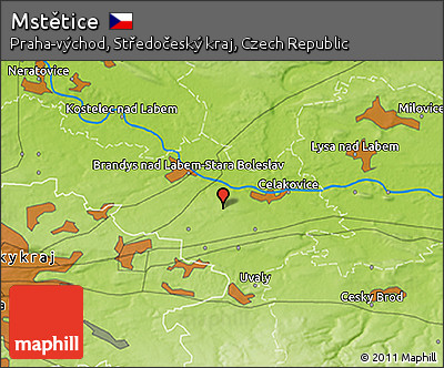 Physical 3D Map of Mstětice