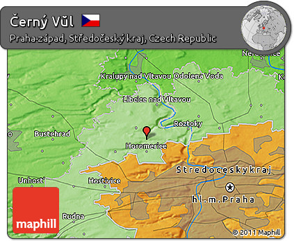 Political 3D Map of Černý Vŭl