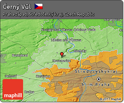 Political 3D Map of Černý Vŭl
