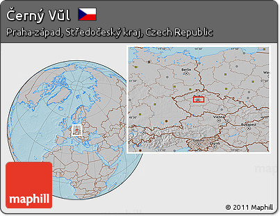Gray Location Map of Černý Vŭl, hill shading