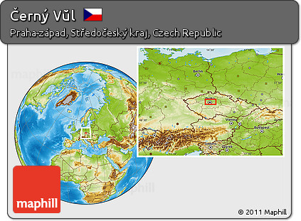 Physical Location Map of Černý Vŭl